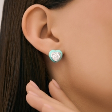 Серьги из серебра с фианитами и эмалью 3