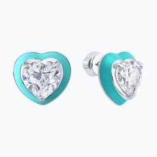 Серьги из серебра с фианитами и эмалью 2