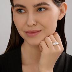 Yetişdirilmiş brilyantlı ağ qızıl üzük 3