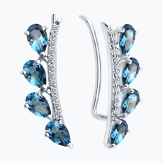 Brilyant və topaz daşlı ağ qızıl sırğalar 2