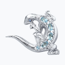 Topaz və fianit daşlı gümüş broş