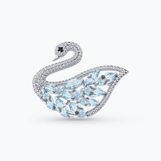 Topaz və fianit daşlı gümüş broş