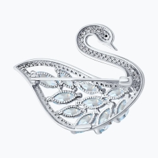 Topaz və fianit daşlı gümüş broş 2