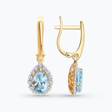 Topaz və fianit daşlı qızıl sırğalar