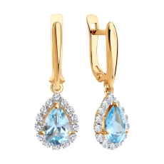 Topaz və fianit daşlı qızıl sırğalar 2