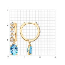 Topaz və fianit daşlı qızıl sırğalar 3