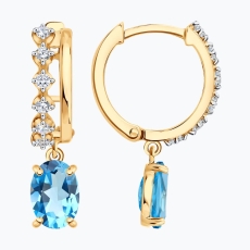 Topaz və fianit daşlı qızıl sırğalar