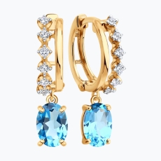 Topaz və fianit daşlı qızıl sırğalar 2