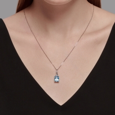 Topaz və fianit daşlı ağ qızıl kulon 3