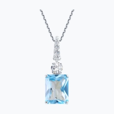 Topaz və fianit daşlı ağ qızıl kulon