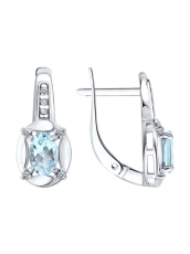 Topaz və  fianit daşlı gümüş sırğalar