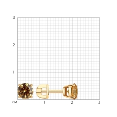 Серьги из золочёного серебра  с фианитом 2