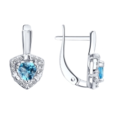 Topaz və  fianit daşlı gümüş sırğalar