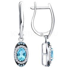 Topaz və  fianit daşlı gümüş sırğalar