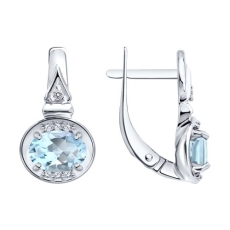 Topaz və  fianit daşlı gümüş sırğalar