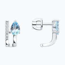 Topaz və  fianit daşlı gümüş sırğalar