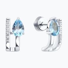 Topaz və  fianit daşlı gümüş sırğalar 2