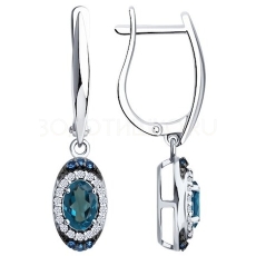 London topaz və  fianit daşlı gümüş kulon