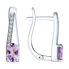 Серьги из серебра с аметистами и фианитами