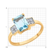 Topaz və fianit daşlı  qızıl üzük 3
