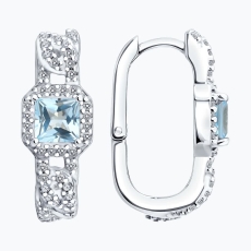 Topaz və fianit daşlı gümüş sırğalar