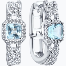 Topaz və fianit daşlı  gümüş sırğalar 2