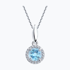 Topaz və fianit daşlı gümüş kulon