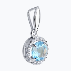 Topaz və fianit daşlı gümüş kulon 2