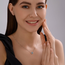 Колье из серебра с фианитами и эмалью  3