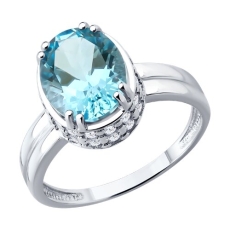 Fianit və topaz daşlı gümüş üzük