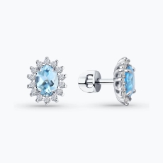 Topaz və fianit daşlı gümüş puset sırğalar