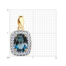 London topaz və fianit daşlı gümüş kulon 3