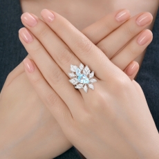 Topaz və fianit qaşlı gümüş üzük 3