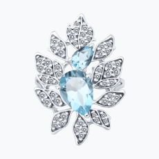 Topaz və fianit qaşlı gümüş üzük 2