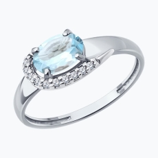 Topaz və fianit qaşlı gümüş üzük
