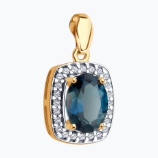 London topaz və fianit daşlı gümüş kulon 2