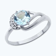 Topaz və fianit qaşlı gümüş üzük