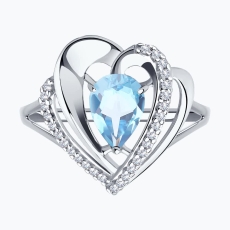 Topaz və fianit qaşlı gümüş üzük 2