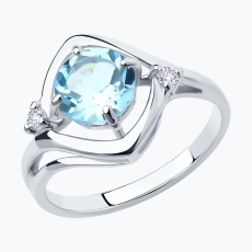 Topaz və fianit qaşlı gümüş üzük
