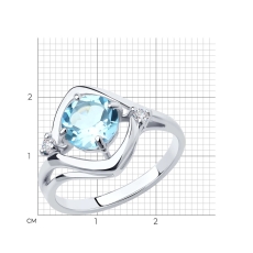 Topaz və fianit qaşlı gümüş üzük 2