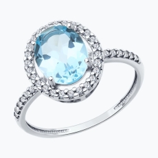 Topaz və fianit qaşlı gümüş üzük