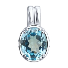 Topaz və fianit daşlı  gümüş kulon
