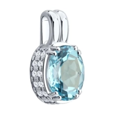 Topaz və fianit daşlı  gümüş kulon 2
