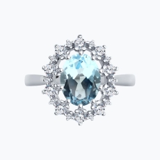 Topaz və fianit qaşlı gümüş üzük 2
