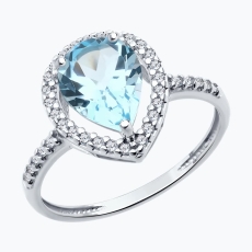 Topaz və fianit qaşlı gümüş üzük