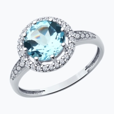 Topaz və fianit qaşlı gümüş üzük