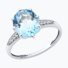 Topaz və fianit qaşlı gümüş üzük