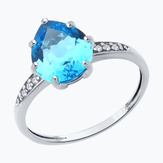 Topaz və fianit qaşlı gümüş üzük