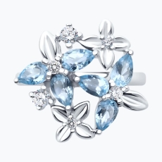 Topaz və fianit qaşlı gümüş üzük 2