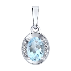 Topaz və fianit daşlı gümüş kulon